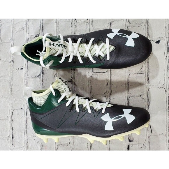 Under Armour Nitro Football Cleats Black Green 1290962-012 MENS SIZE 13 main image 5